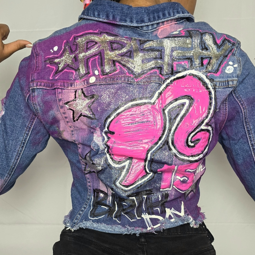 Barbie themed custom made jacket💕Made for a 15th birthday outfit💕Only worn 1💕
